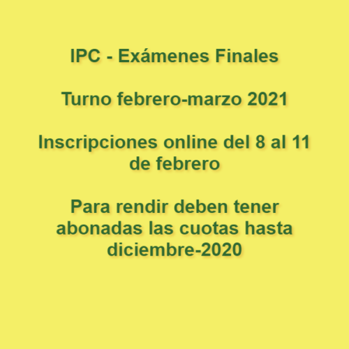 Inscripción a Exámenes finales febrero marzo 2021 Instituto de