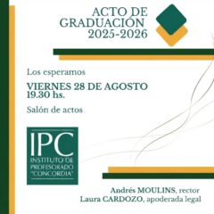 28 de agosto: Acto académico de graduación