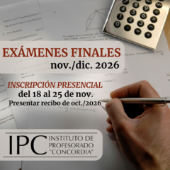 Cronograma de exámenes finales noviembre/diciembre 2026